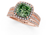 Rose gold Fancy Green Cushion  Cut Halo Diamond Engagement Ring with Split Shank and Four-Prong Setting_21