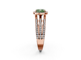 Rose gold Fancy Green Cushion  Cut Halo Diamond Engagement Ring with Split Shank and Four-Prong Setting_22