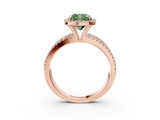 Rose gold Fancy Green Cushion  Cut Halo Diamond Engagement Ring with Split Shank and Four-Prong Setting_23