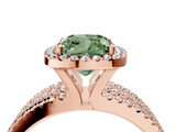 Rose gold Fancy Green Cushion  Cut Halo Diamond Engagement Ring with Split Shank and Four-Prong Setting_24