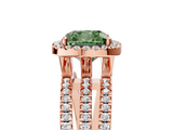 Rose gold Fancy Green Cushion  Cut Halo Diamond Engagement Ring with Split Shank and Four-Prong Setting_25