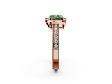 Rose gold Fancy Green Cushion  Cut Halo Diamond Pave Band Ring with Four-Prong Setting_46