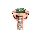 Rose gold Fancy Green Cushion  Cut Halo Diamond Pave Band Ring with Four-Prong Setting_49