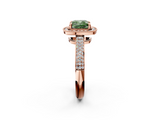 Rose gold Fancy Green Cushion  Cut Halo Diamond Pave Band with Four-Prong Setting_39