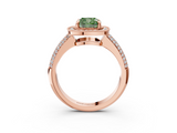 Rose gold Fancy Green Cushion  Cut Halo Diamond Pave Band with Four-Prong Setting_40