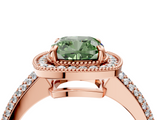 Rose gold Fancy Green Cushion  Cut Halo Diamond Pave Band with Four-Prong Setting_41