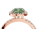 Rose gold Fancy Green Cushion Cut Halo Diamond Pave Band with Prong Setting_16