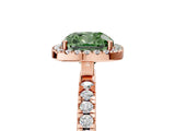 Rose gold Fancy Green Cushion Cut Halo Diamond Pave Band with Prong Setting_17