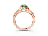 Rose gold Fancy Green Cushion  Cut Halo Diamond Ring with Channel Set Band and Four-Prong Setting_35