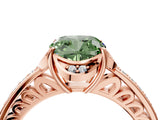 Rose gold Fancy Green Cushion  Cut Halo Diamond Ring with Channel Set Band and Four-Prong Setting_36
