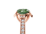 Rose gold Fancy Green Cushion  Cut Halo Diamond Ring with Channel Set Band and Four-Prong Setting_37