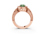 Rose gold Fancy Green Cushion  Cut Halo Diamond Ring with Pavé Band and Four-Prong Setting_72