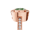 Rose gold Fancy Green Cushion  Cut Halo Diamond Ring with Pavé Band and Milgrain Prong Setting_38