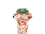 Rose gold Fancy Green Cushion  Cut Halo Diamond Ring with Scrollwork Band and Four-Prong Setting_107