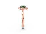 Rose gold Fancy Green Cushion Cut Halo Diamond Ring with Solitaire Band and Prong Setting_2
