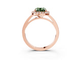 Rose gold Fancy Green Cushion Cut Halo Diamond Ring with Solitaire Band and Prong Setting_3