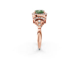 Rose gold Fancy Green Cushion Cut Halo Diamond Split Shank Engagement Ring with Four-Prong Setting_2