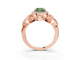 Rose gold Fancy Green Cushion Cut Halo Diamond Split Shank Engagement Ring with Four-Prong Setting_3