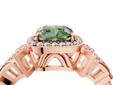 Rose gold Fancy Green Cushion Cut Halo Diamond Split Shank Engagement Ring with Four-Prong Setting_4