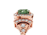 Rose gold Fancy Green Cushion Cut Halo Diamond Split Shank Engagement Ring with Four-Prong Setting_5