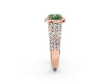 Rose gold Fancy Green Cushion Cut Halo Pavé Diamond Engagement Ring with Split Shank and Four-Prong Setting_5