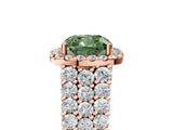 Rose gold Fancy Green Cushion Cut Halo Pavé Diamond Engagement Ring with Split Shank and Four-Prong Setting_8