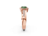 Rose gold Fancy Green Cushion  Cut Halo Pave Band Four-Prong Ring_51