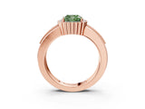 Rose gold Fancy Green Cushion  Cut Halo Pave Band Four-Prong Ring_52