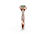 Rose gold Fancy Green Cushion  Cut Halo Pave Band Four-Prong Setting Ring_39