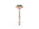 Rose gold Fancy Green Cushion Cut Halo Round Diamond Pavé Band with Four-Prong Setting_5