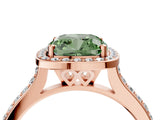 Rose gold Fancy Green Cushion Cut Halo Round Diamond Pavé Band with Four-Prong Setting_7