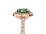 Rose gold Fancy Green Cushion Cut Halo Round Diamond Pavé Band with Four-Prong Setting_8