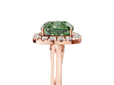 Rose gold Fancy Green Cushion Cut Halo Round Diamond Solitaire Ring with Pavé Band and Four-Prong Setting_17