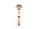 Rose gold Fancy Green Cushion Cut Halo Round Diamond Twist Band with Four-Prong Setting_2