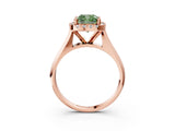 Rose gold Fancy Green Cushion  Cut Halo Solitaire Engagement Ring with Square Band and Four-Prong Setting_117