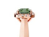 Rose gold Fancy Green Cushion  Cut Halo Solitaire Engagement Ring with Square Band and Four-Prong Setting_119