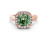 Rose gold Fancy Green Cushion  Cut Halo Solitaire Engagement Ring with Square Band and Four-Prong Setting_66