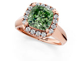 Rose gold Fancy Green Cushion  Cut Halo Solitaire Engagement Ring with Square Band and Four-Prong Setting_67
