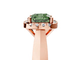 Rose gold Fancy Green Cushion  Cut Halo Solitaire Engagement Ring with Square Band and Four-Prong Setting_71