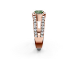 Rose gold Fancy Green Cushion  Cut Halo Split Shank Diamond Ring with Four-Prong Setting_47