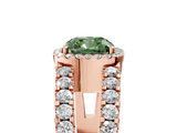 Rose gold Fancy Green Cushion  Cut Halo Split Shank Diamond Ring with Four-Prong Setting_50