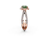 Rose gold Fancy Green Cushion  Cut Halo Split Shank Pave Set Ring_64