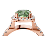 Rose gold Fancy Green Cushion  Cut Halo Split Shank Pave Set Ring_66