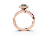 Rose gold Fancy Green Cushion  Cut Halo Split Shank Prong Setting Ring_15
