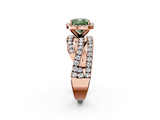 Rose gold Fancy Green Cushion  Cut Halo Split Shank Prong Setting Ring_63