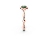 Rose gold Fancy Green Cushion Cut Halo Twist Band with Four-Prong Setting_2