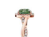 Rose gold Fancy Green Cushion Cut Halo Twist Band with Four-Prong Setting_5