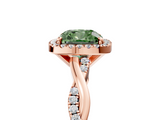 Rose gold Fancy Green Cushion  Cut Halo Twisted Band Four-Prong Ring_25
