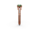 Rose gold Fancy Green Cushion  Cut Milgrain Channel Set Engagement Ring with Solitaire Prong Setting_78