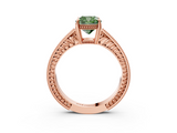 Rose gold Fancy Green Cushion  Cut Milgrain Channel Set Engagement Ring with Solitaire Prong Setting_79
